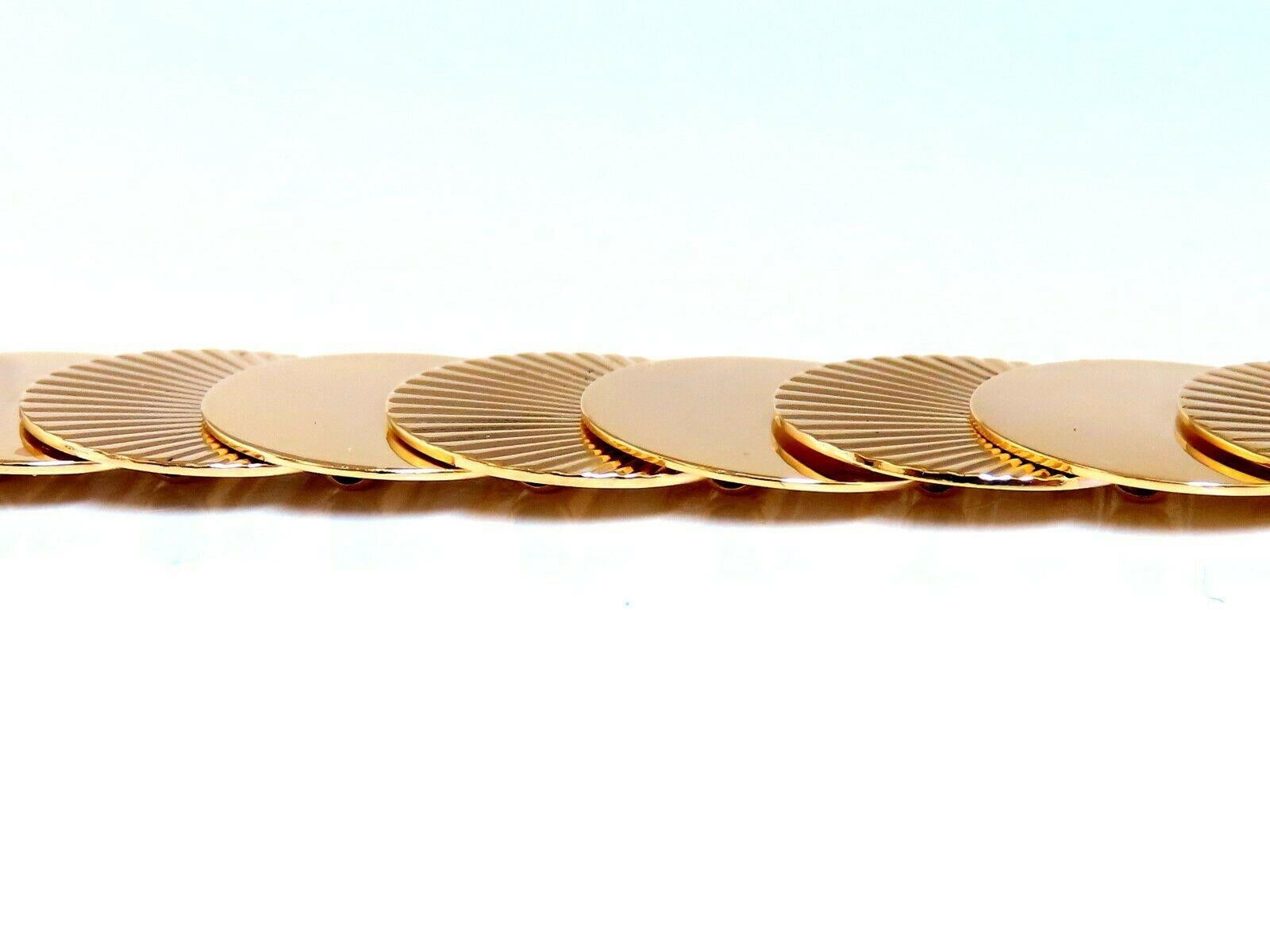 Rundes Scheiben- und Ray-Gliederarmband 14kt Gold im Angebot 4