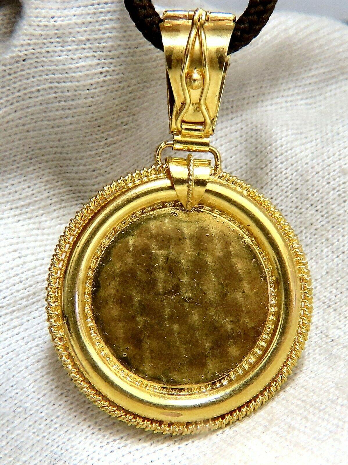 Women's or Men's Circular Domed Iconic Emblem Gold Pendant 18 Karat Kabyle Tribal