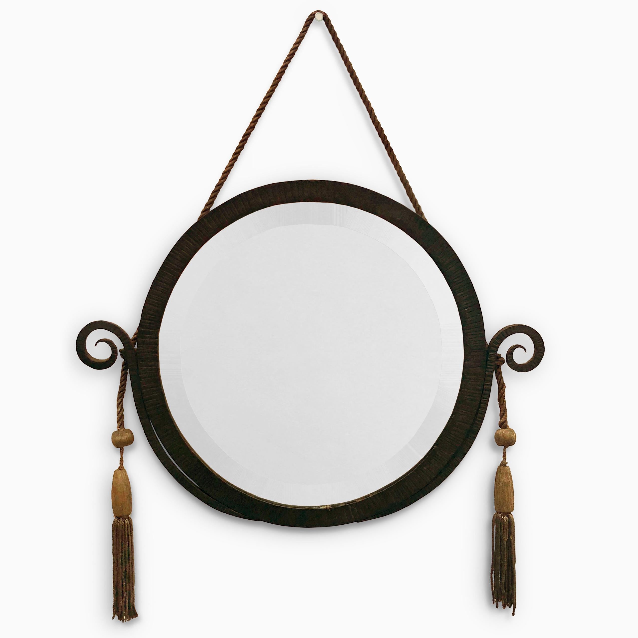 Circular Early 1920s Ironwork Mirror in the Manner of Edgar Brandt 2