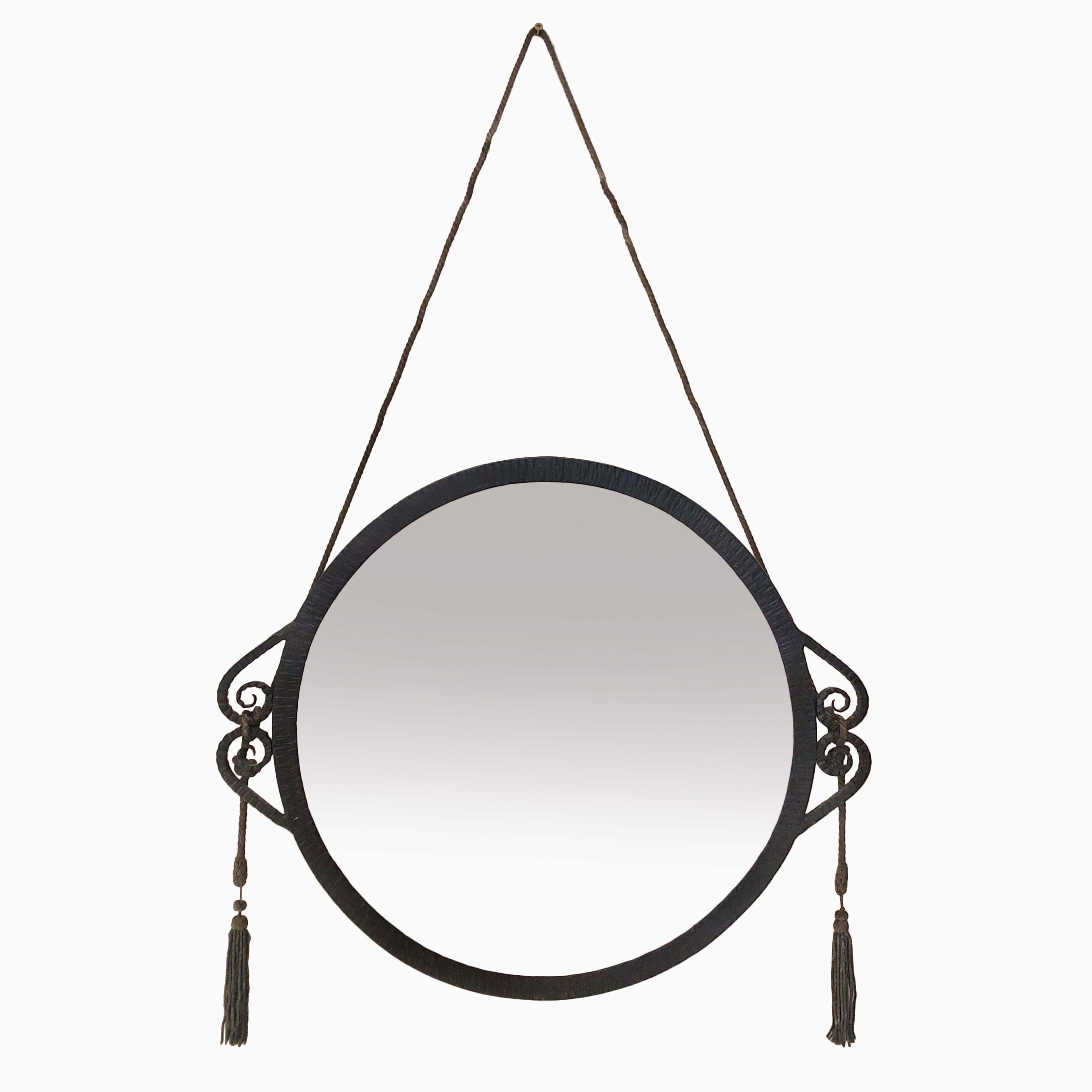 Circular Early 1920s Ironwork Mirror in the Manner of Edgar Brandt 5