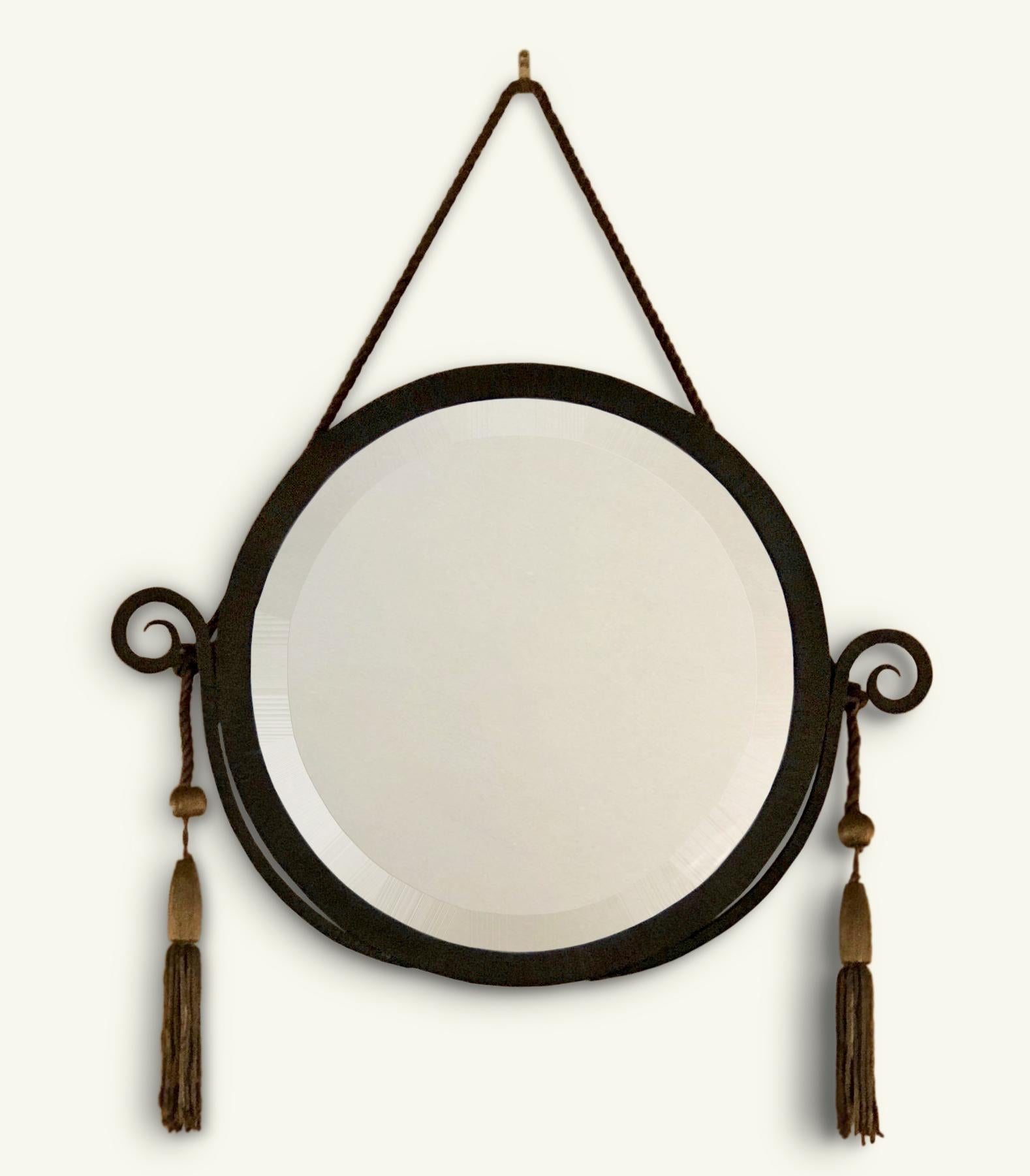 Circular Early 1920s Ironwork Mirror in the Manner of Edgar Brandt 6