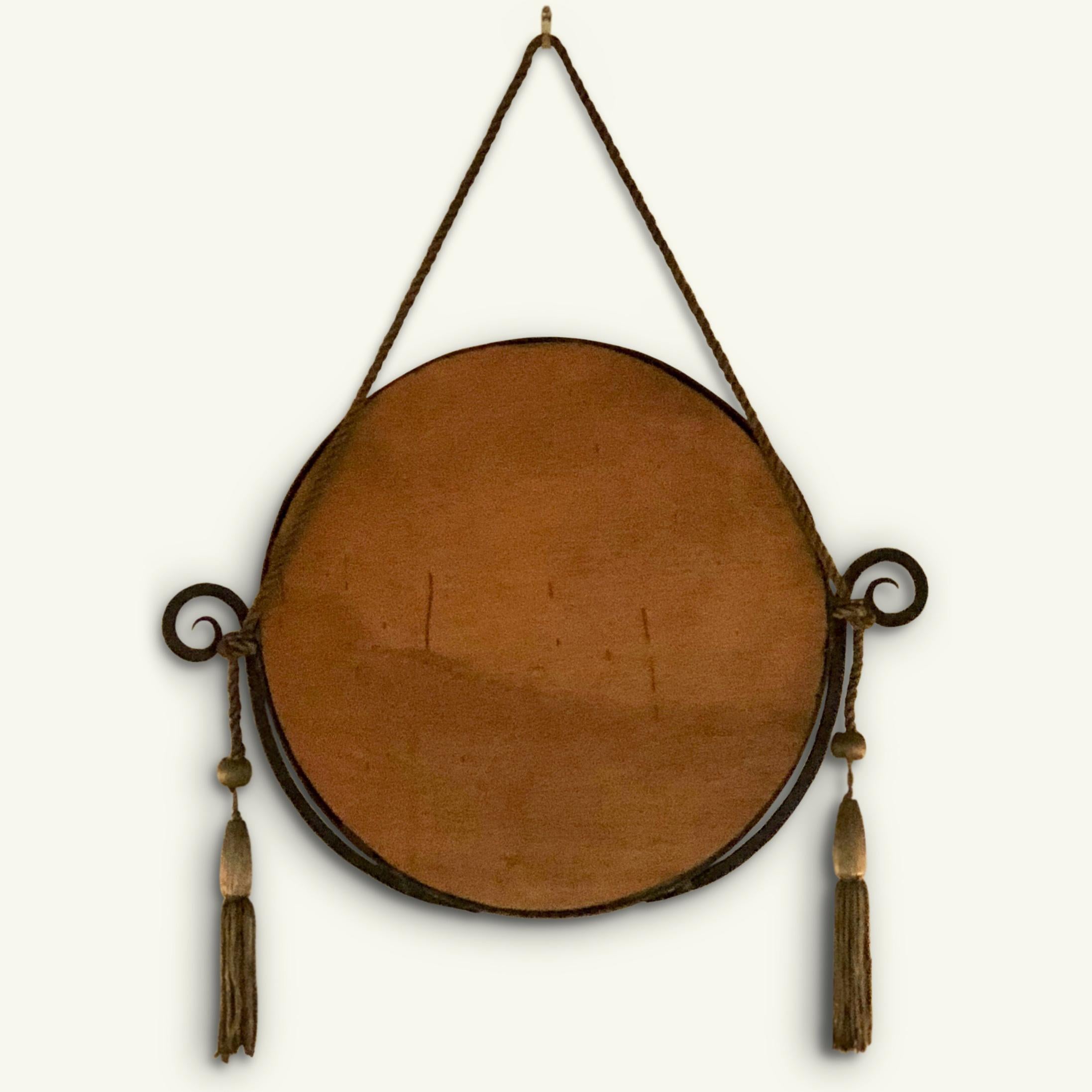Early 20th Century Circular Early 1920s Ironwork Mirror in the Manner of Edgar Brandt