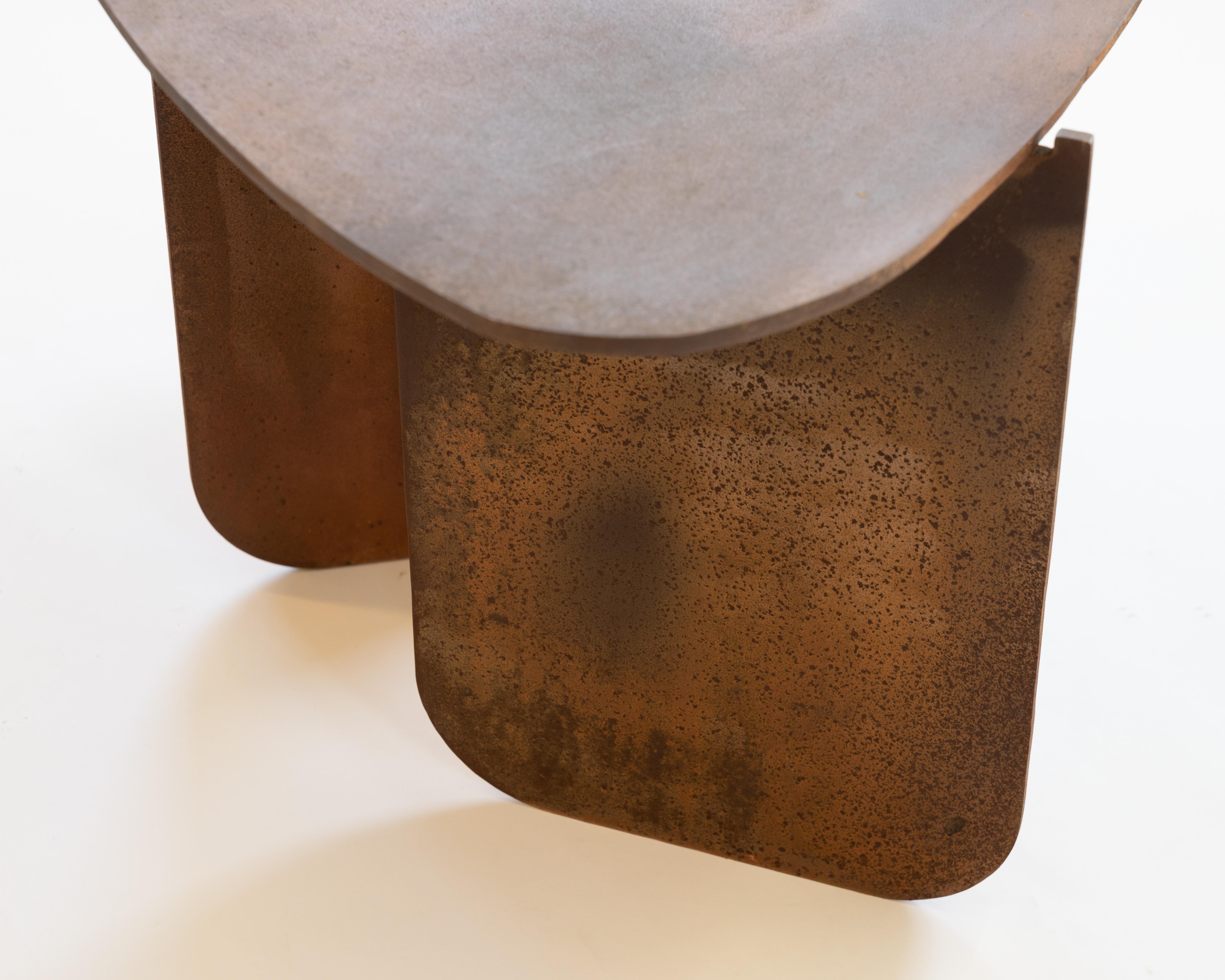 American Circular End/Side Table Unique Organic Rust Modern/Contemporary Waxed Steel  For Sale