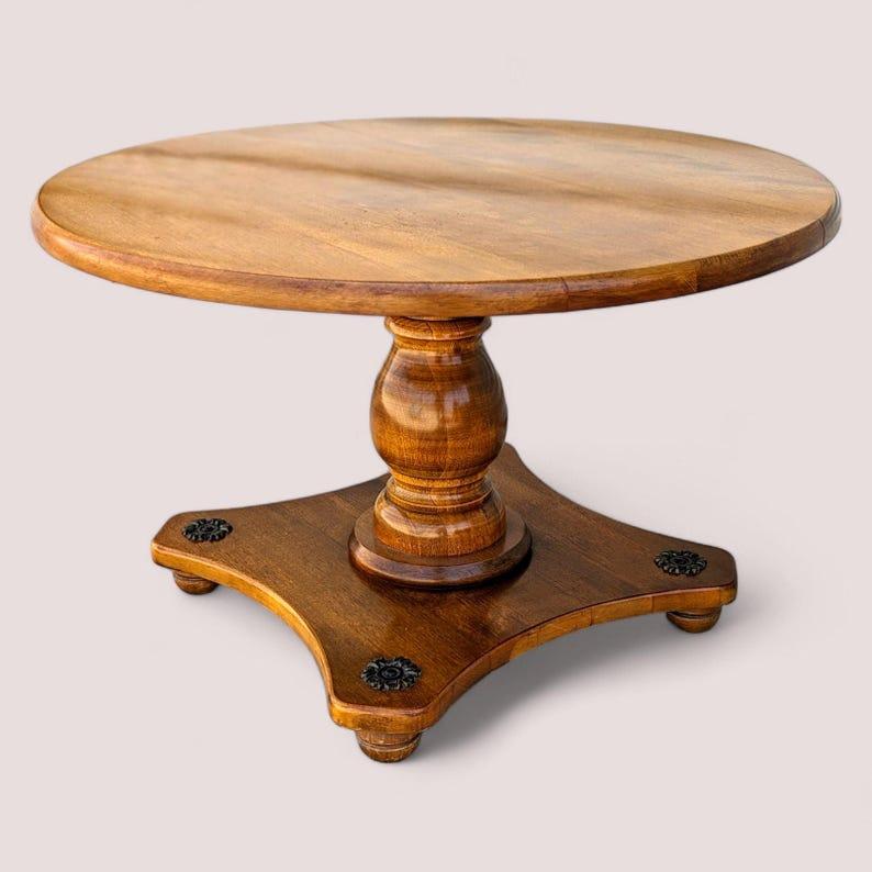 Circular End Table, Side Table, Solid Maple Wood, Mid Century, MCM, Maximalist. For Sale 5