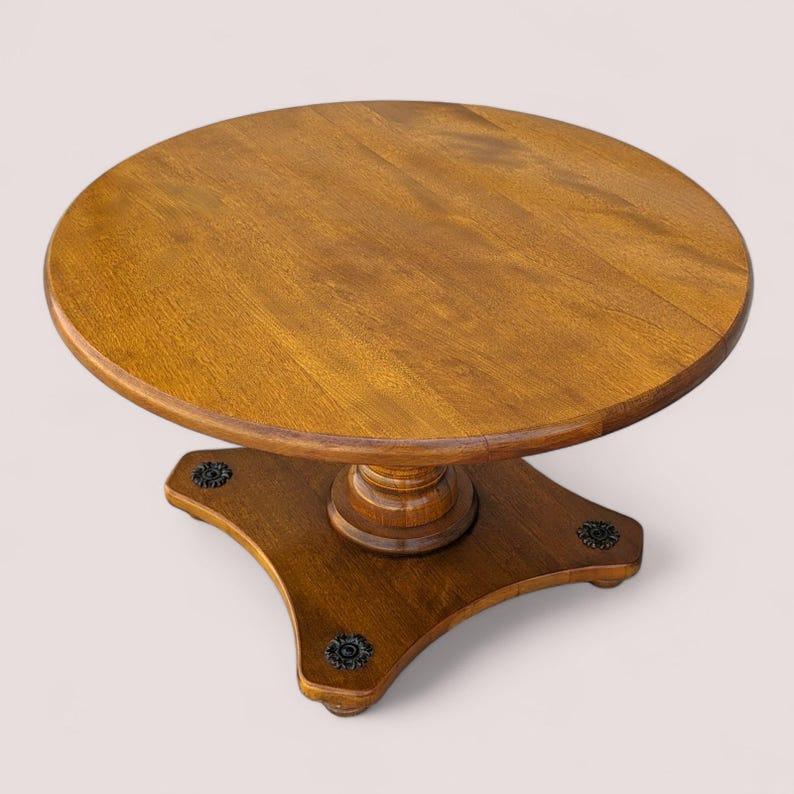 20th Century Circular End Table, Side Table, Solid Maple Wood, Mid Century, MCM, Maximalist. For Sale