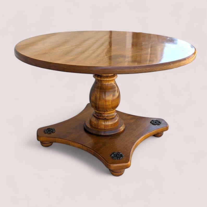 Circular End Table, Side Table, Solid Maple Wood, Mid Century, MCM, Maximalist. For Sale 2