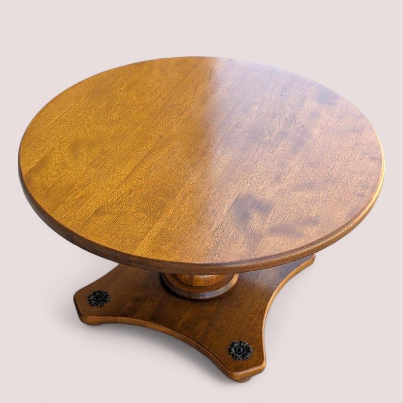 Circular End Table, Side Table, Solid Maple Wood, Mid Century, MCM, Maximalist. For Sale 4