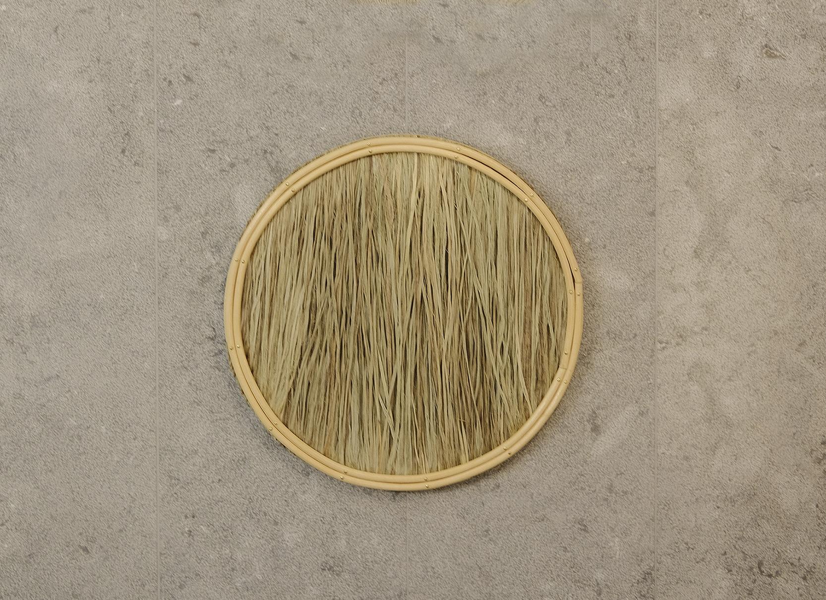 An organic modern circular wall decorative piece crafted in Spain by Gabriela de Sagarminaga. Geometry pleases human senses. It was created to bring pleasurable sensations to the mind and geometry is the medium. Expresses simplicity, sophistication,