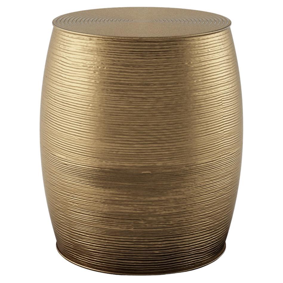 Circular Fiberglass Side Table with Dark Golden Finish For Sale
