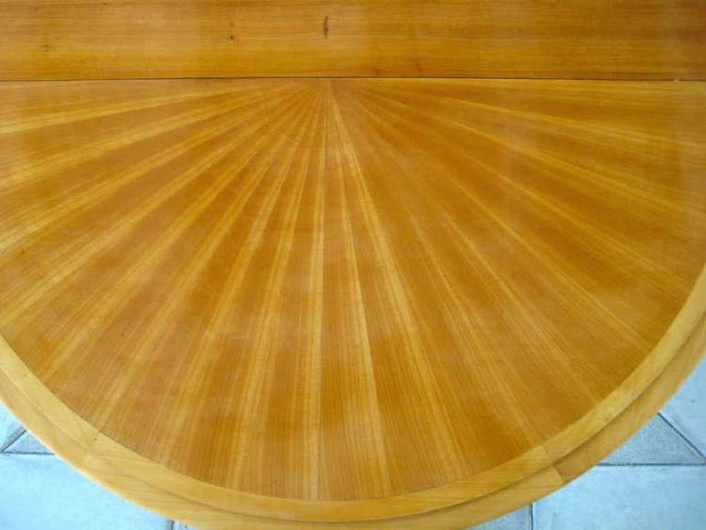 Art Deco Circular French Cherrywood Expandable Dining Table Attributed to Baptistin Spade