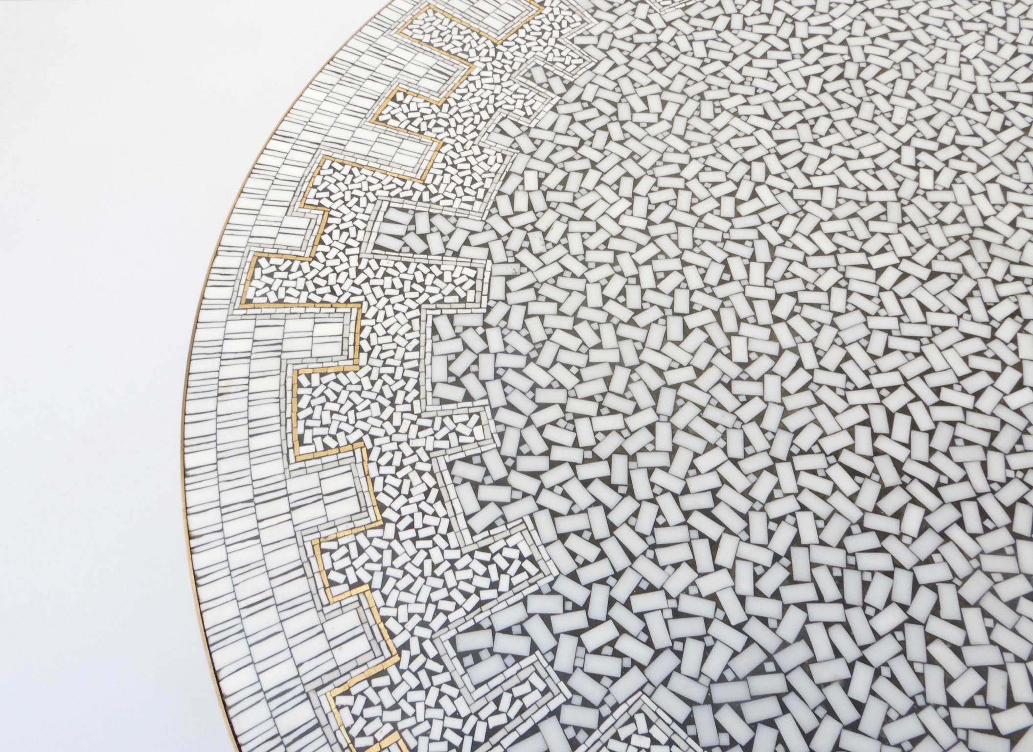 Circular German Ceramic Tiled Coffee Table with Metal Base, 1960s 1