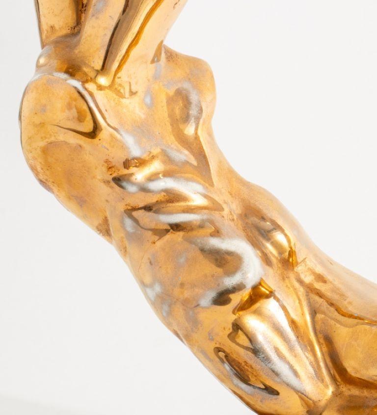 Runde vergoldete Keramik Figural Tischlampe (Unbekannt) im Angebot