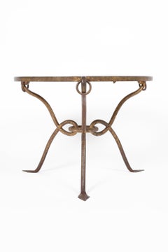 Circular Gilt Iron Occasional Side Table by René Prou