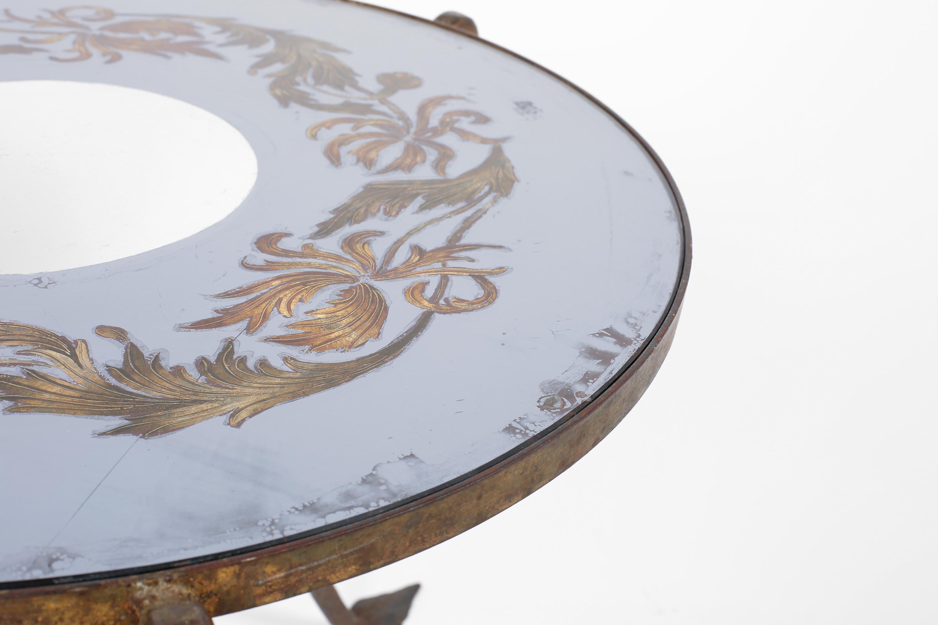 Mid-20th Century Circular Gilt Iron Occasional Side Table by René Prou