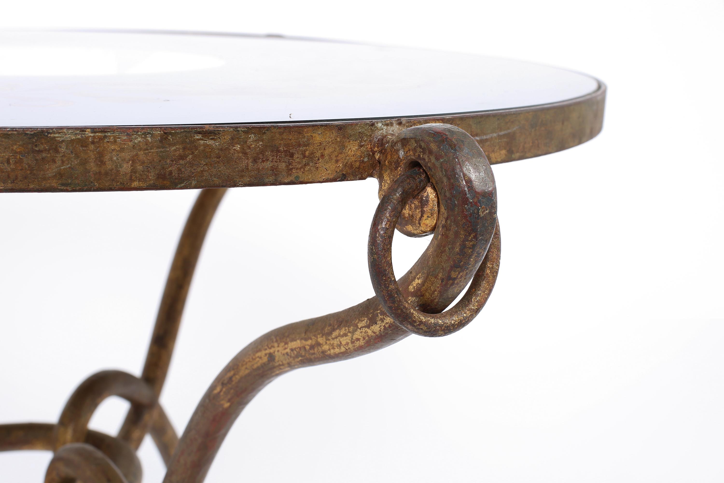 Circular Gilt Iron Occasional Side Table by René Prou 1