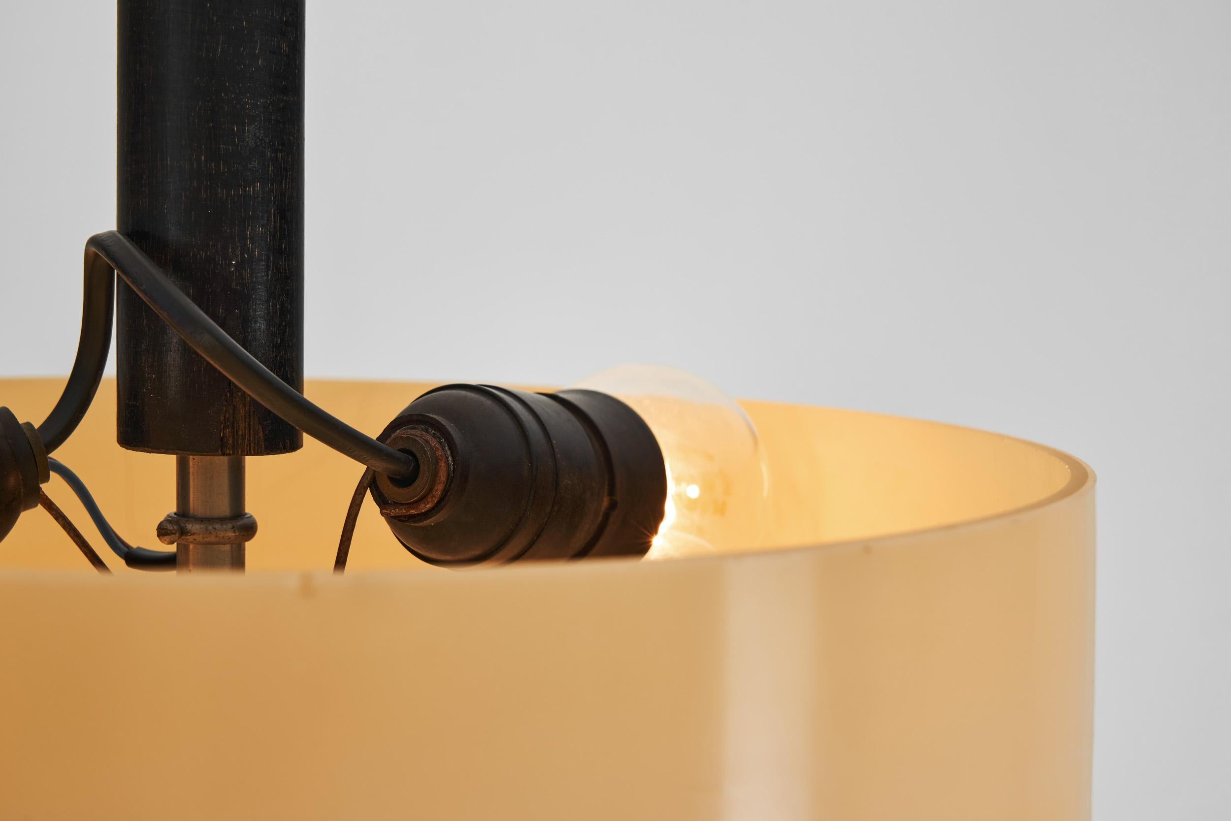 Plafón Circular de Cristal con Metal Cromado y Madera Ebonizada, Europa Años 30 en venta 5