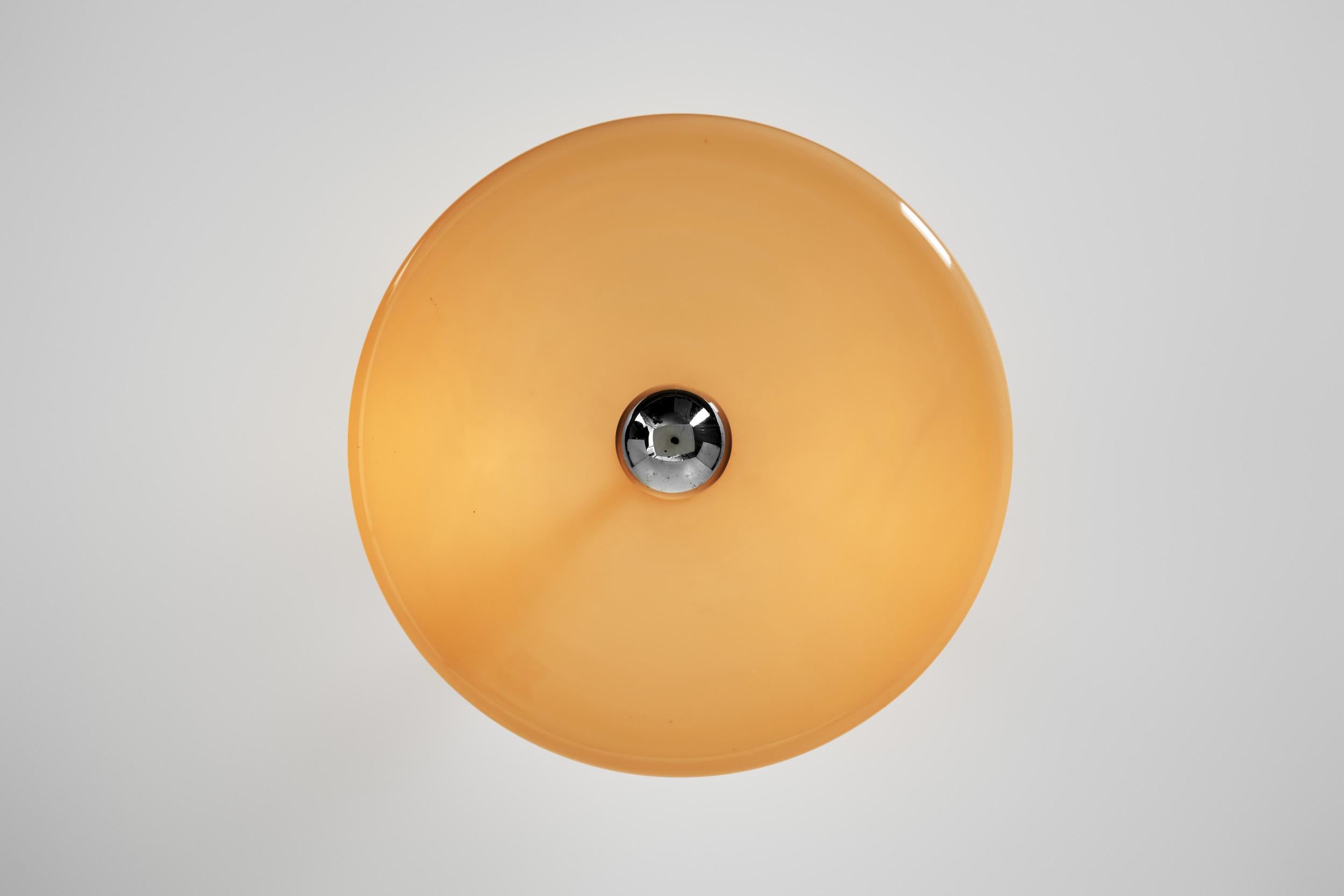 Plafón Circular de Cristal con Metal Cromado y Madera Ebonizada, Europa Años 30 en venta 12
