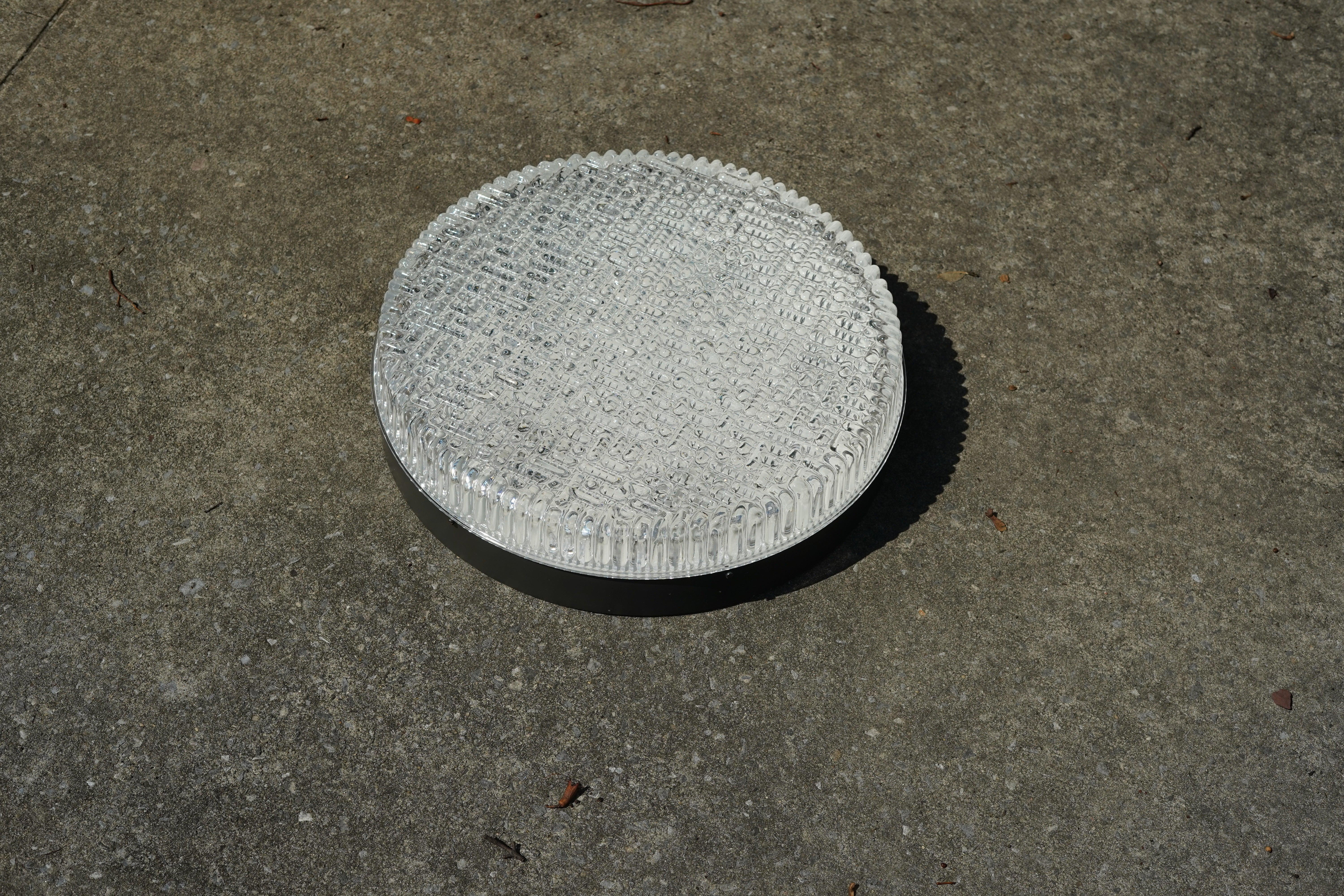 Mid-Century Modern Circular glass drum Kaiser flush Mount , Germany, 1970 For Sale