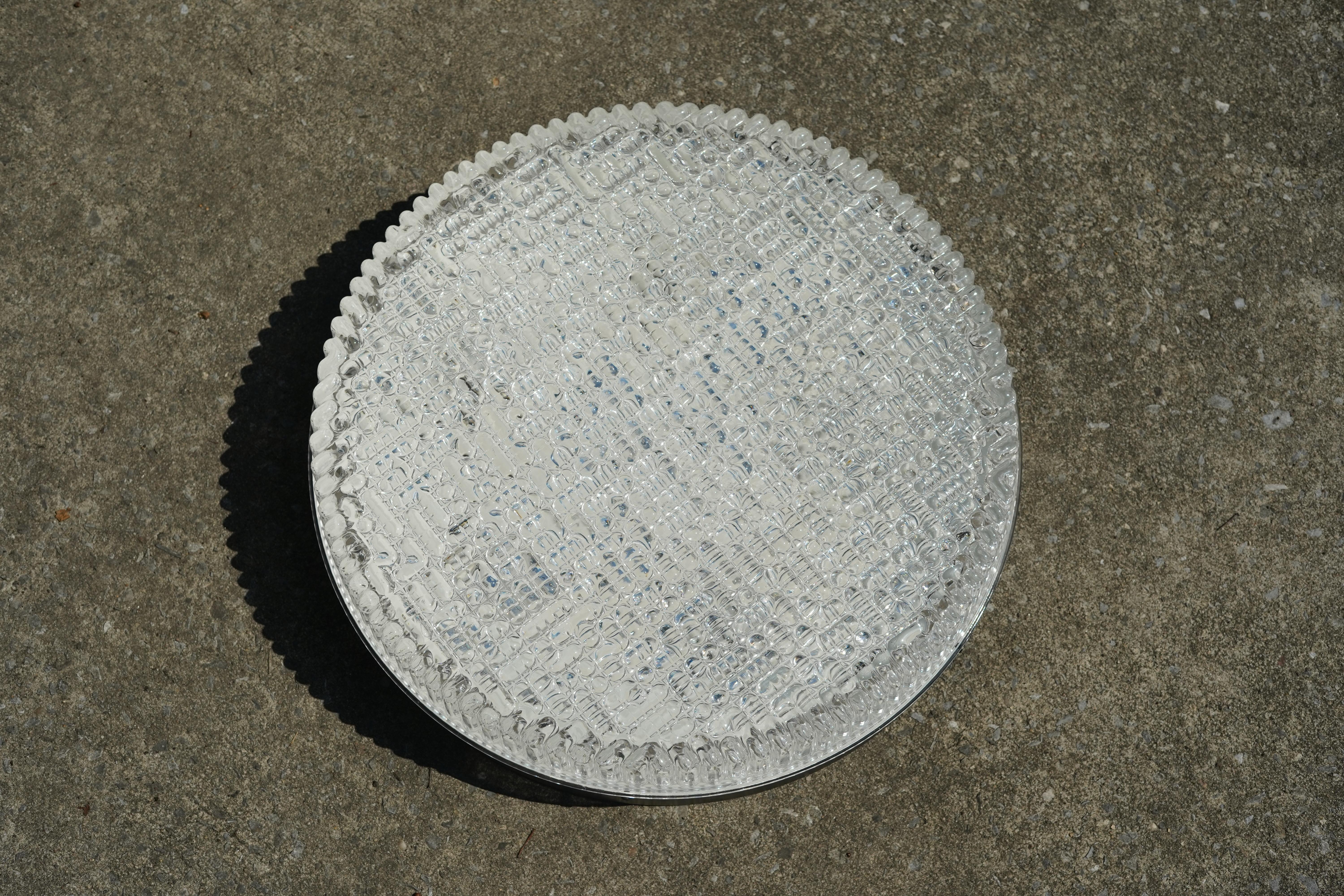 20th Century Circular glass drum Kaiser flush Mount , Germany, 1970 For Sale
