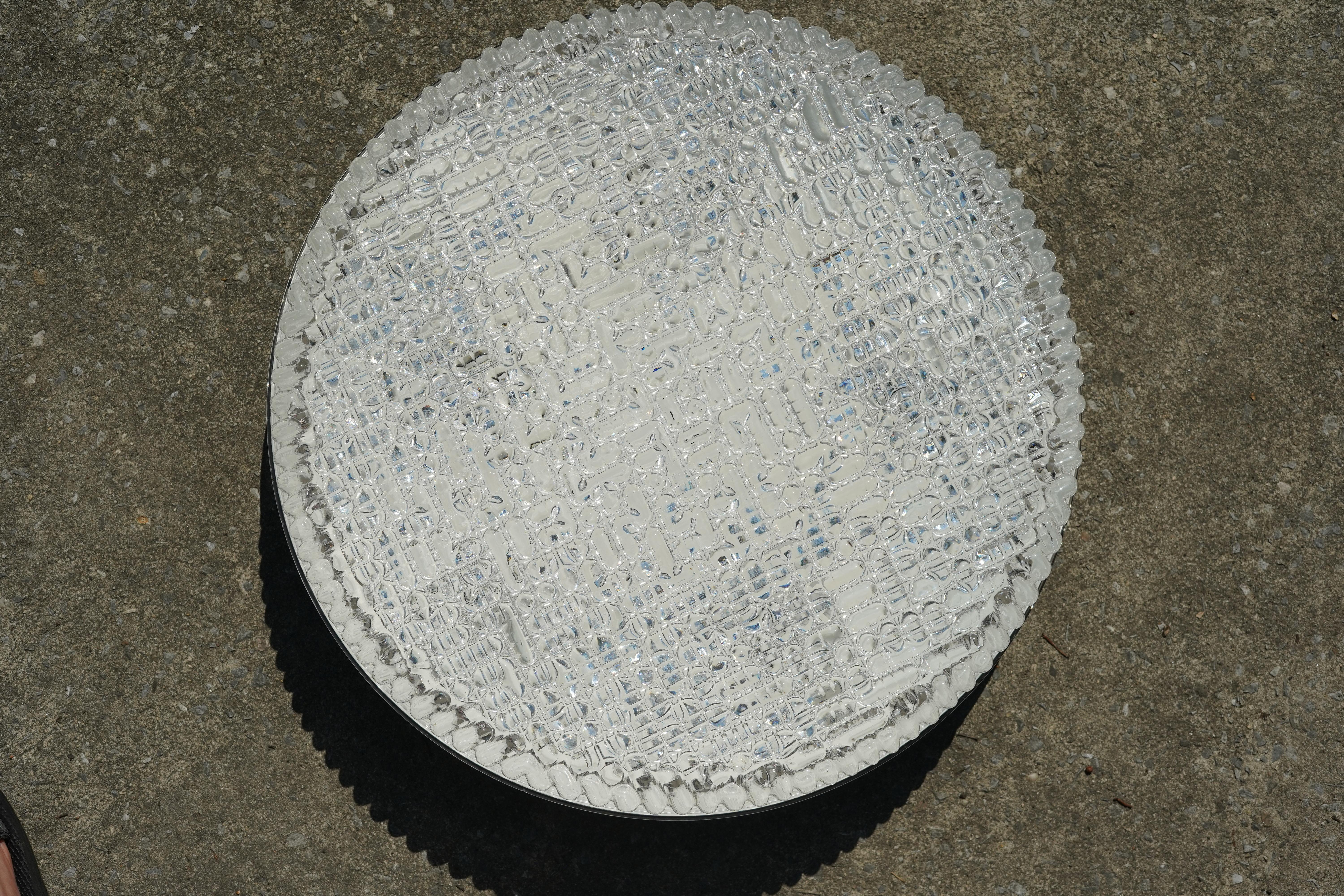 Circular glass drum Kaiser flush Mount , Germany, 1970 For Sale 1