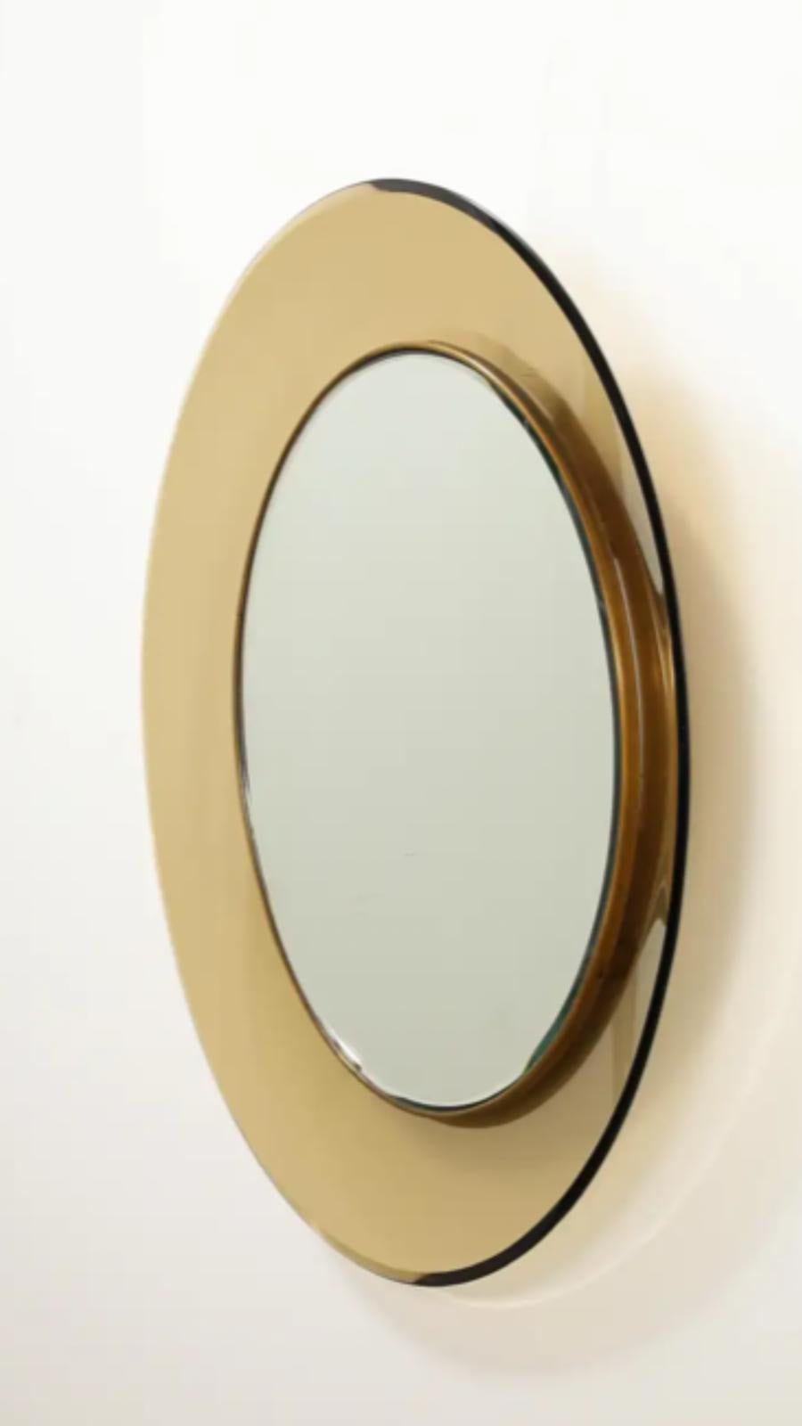 Miroir circulaire en verre par Max Ingrand pour Fontana Arte, Italie, 1960 Bon état - En vente à Catania, IT