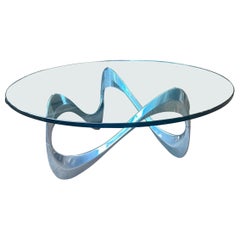 Circular Glass ’Snake’ coffee table by Knut Hesterberg for Ronald Schmitt