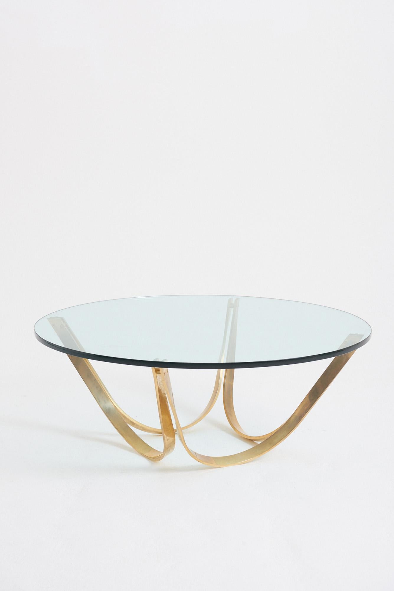 Mid-Century Modern Circular Glass Top Coffee Table