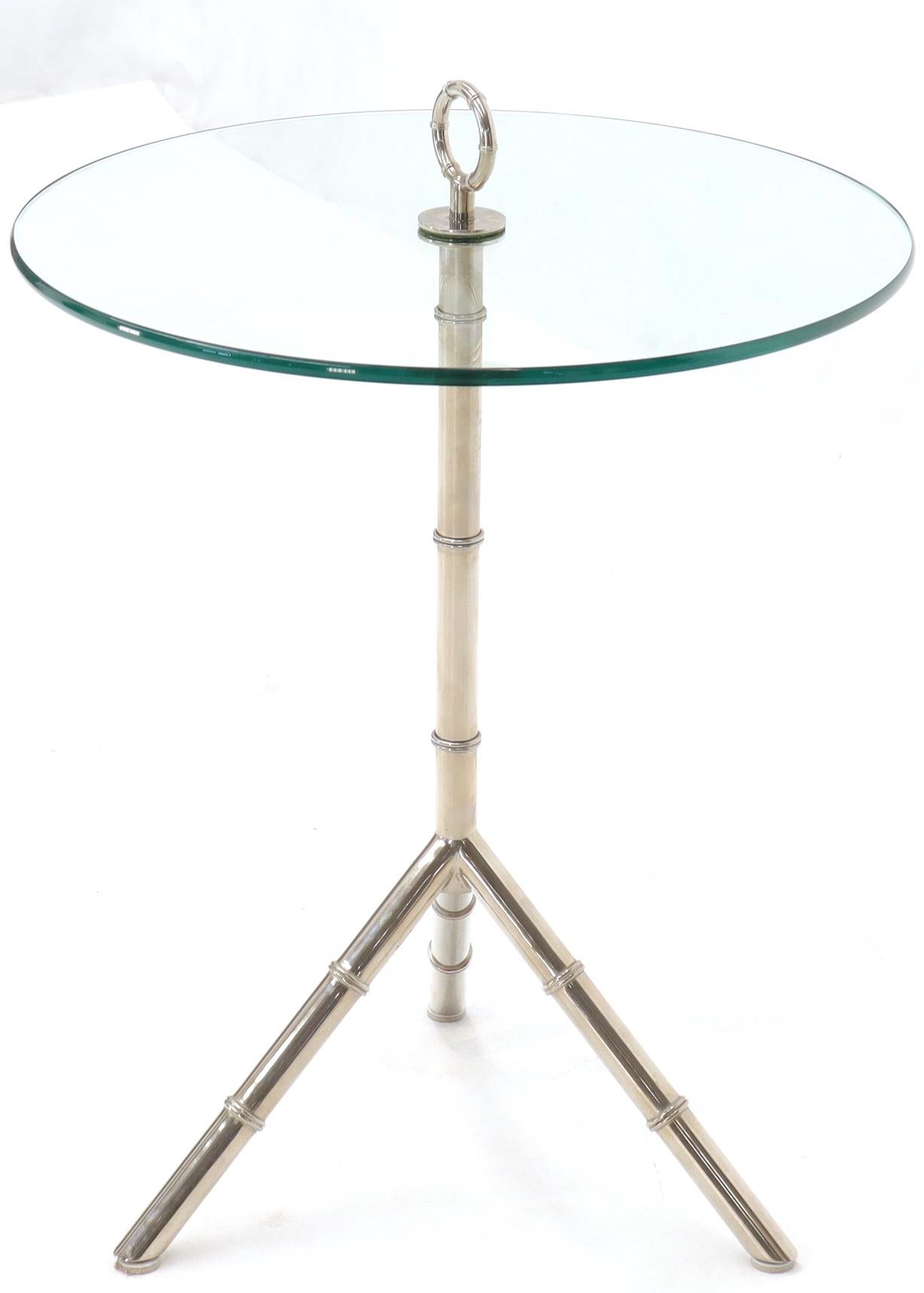 Circular Glass Top Heavy Solid Nickel-Plated Accent Side Center Occasional Table 5