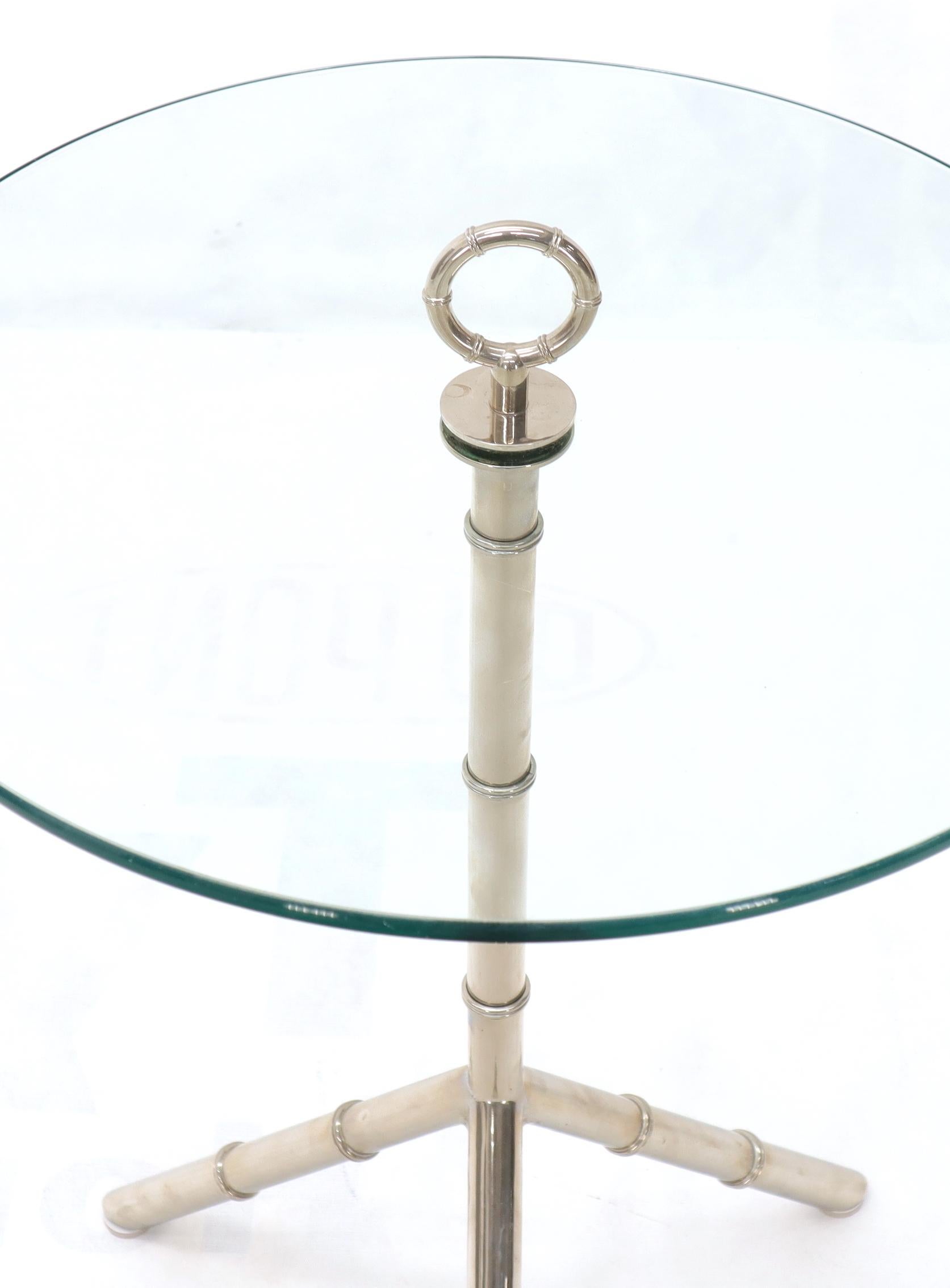 Circular Glass Top Heavy Solid Nickel-Plated Accent Side Center Occasional Table 6