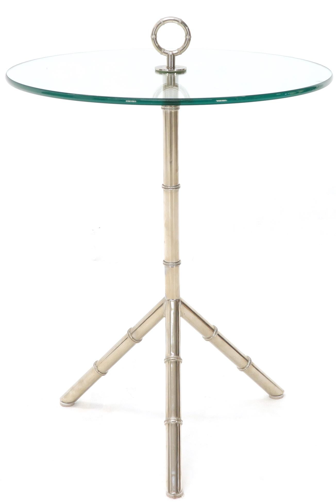 Circular Glass Top Heavy Solid Nickel-Plated Accent Side Center Occasional Table 2