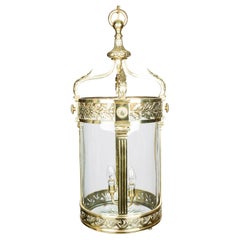 Circular glazed brass hall lantern in the neo-classical style
