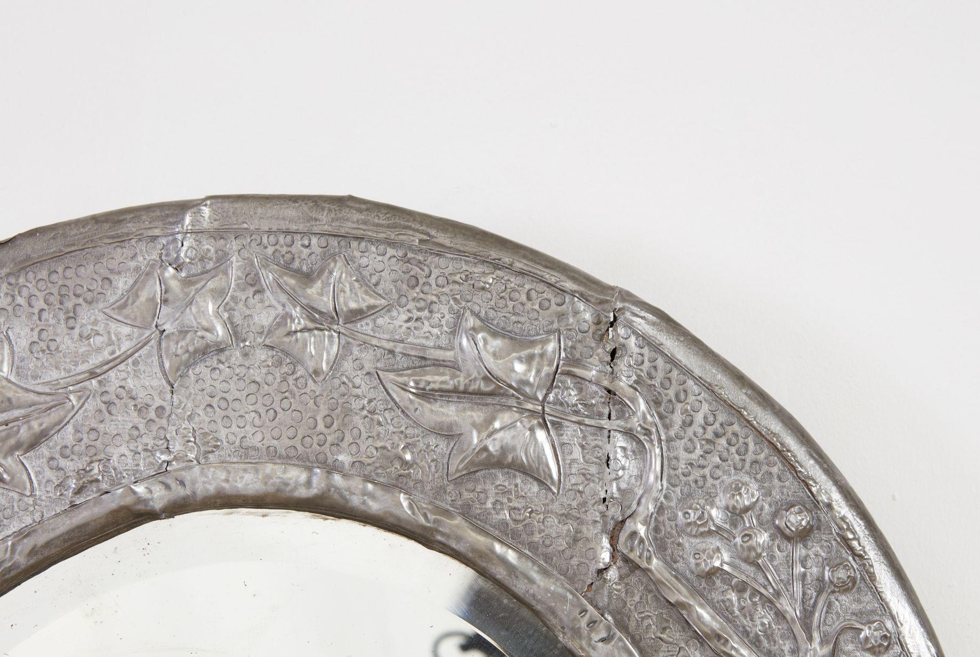 Circular Grapevine Mirror with Blue Cabuchon In Fair Condition For Sale In Greenwich, CT
