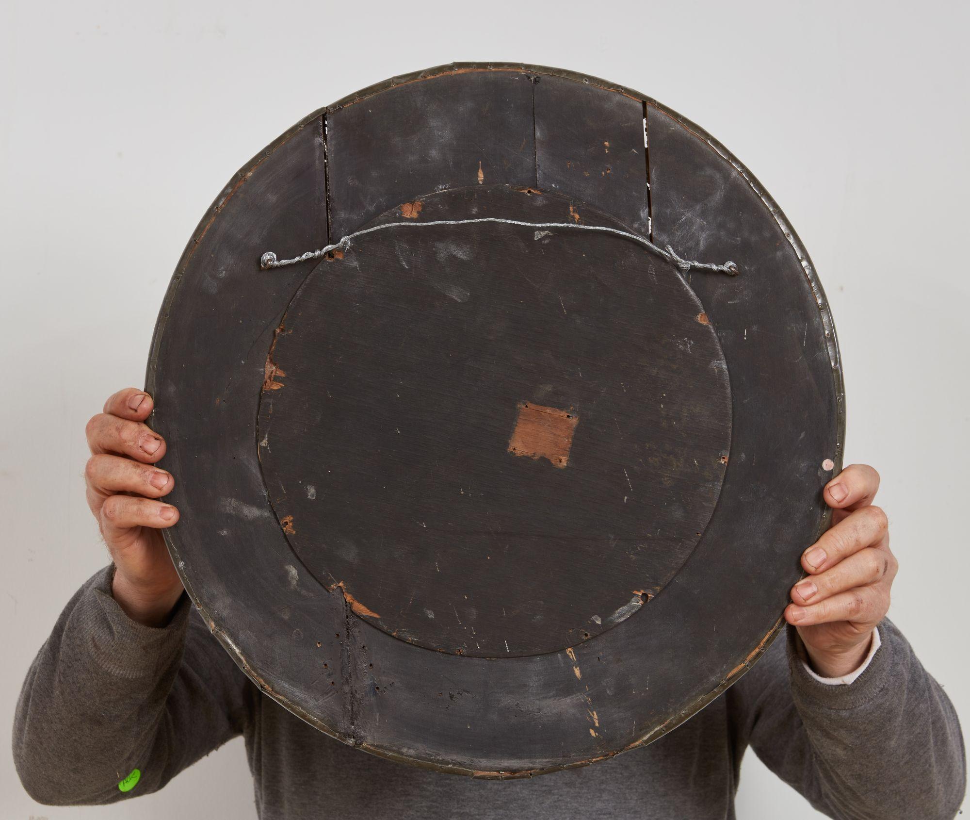 19th Century Circular Grapevine Mirror with Blue Cabuchon For Sale
