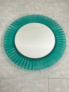 Espejo de pared acrílico verde circular años 70, Antiguo almacén