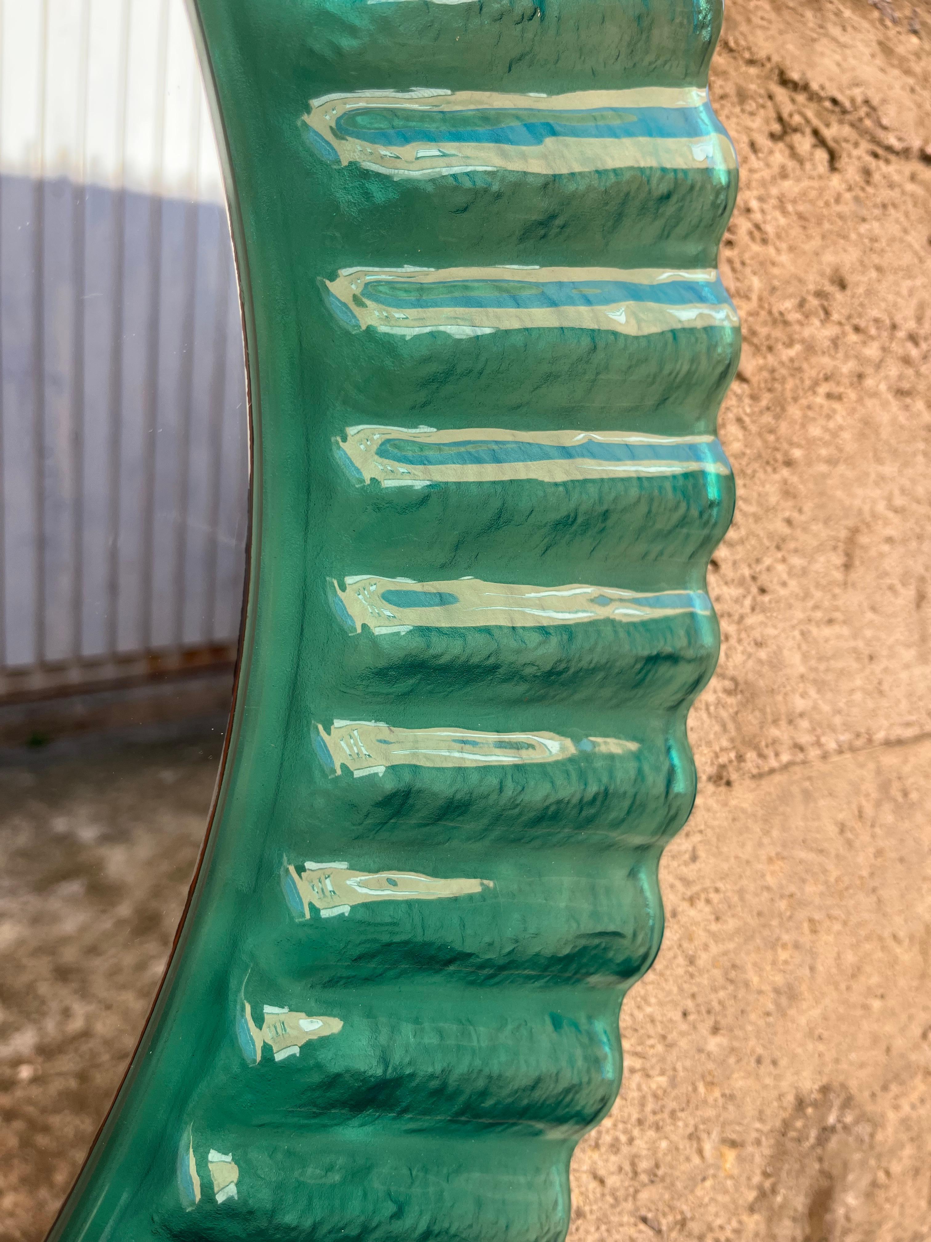 Circular Green Acrylic Wall Mirror 1970s, Old Warehouse Stock For Sale 3