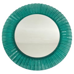 Circular Green Acrylic Wall Mirror 1970s, Old Warehouse Stock