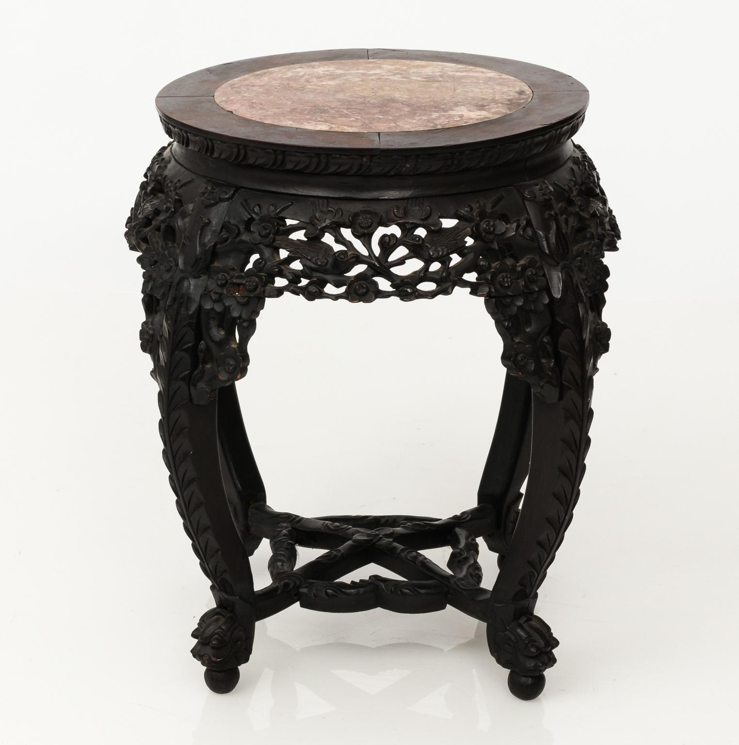 Circular Hardwood Chinese Export Table, circa 1890 4