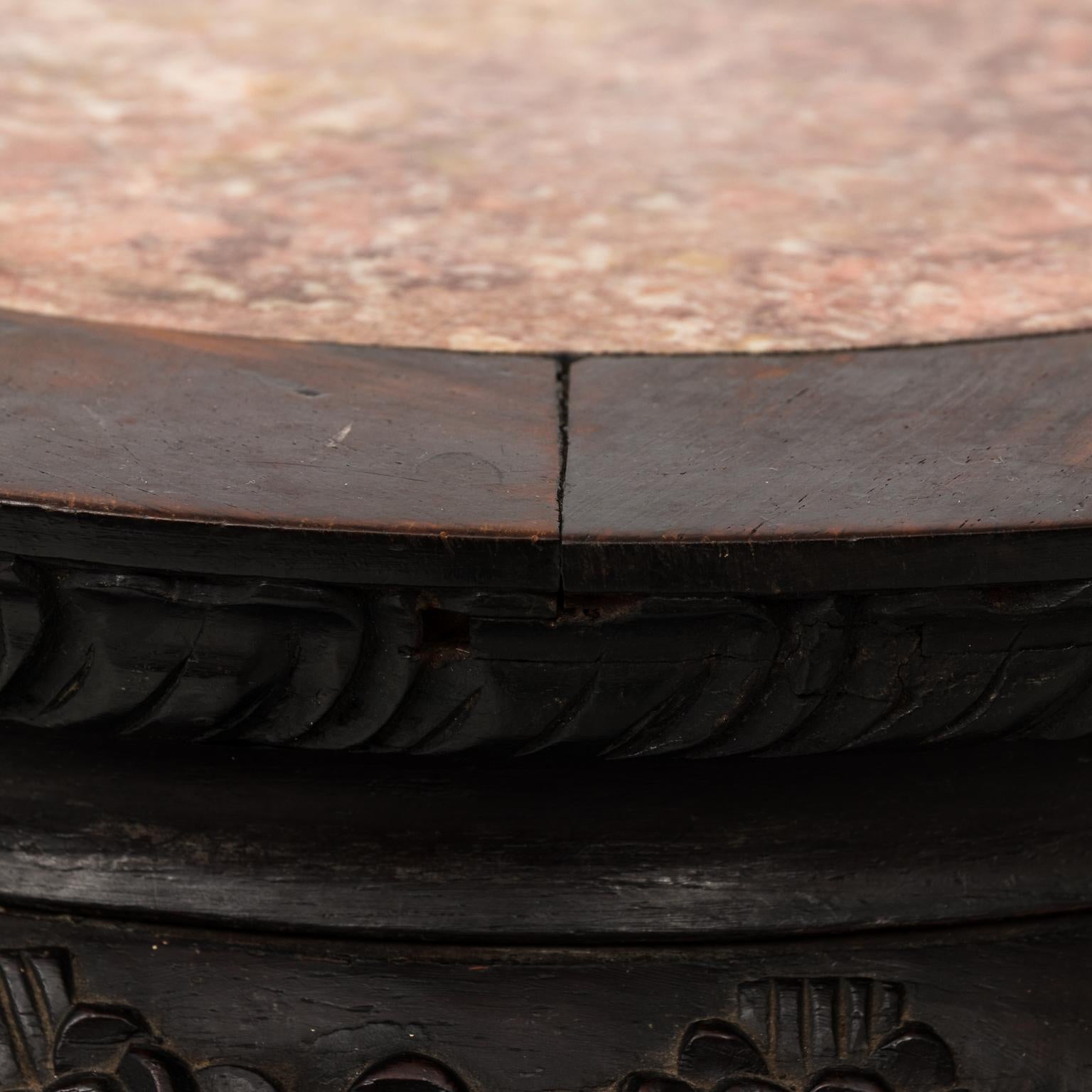Circular Hardwood Chinese Export Table, circa 1890 2