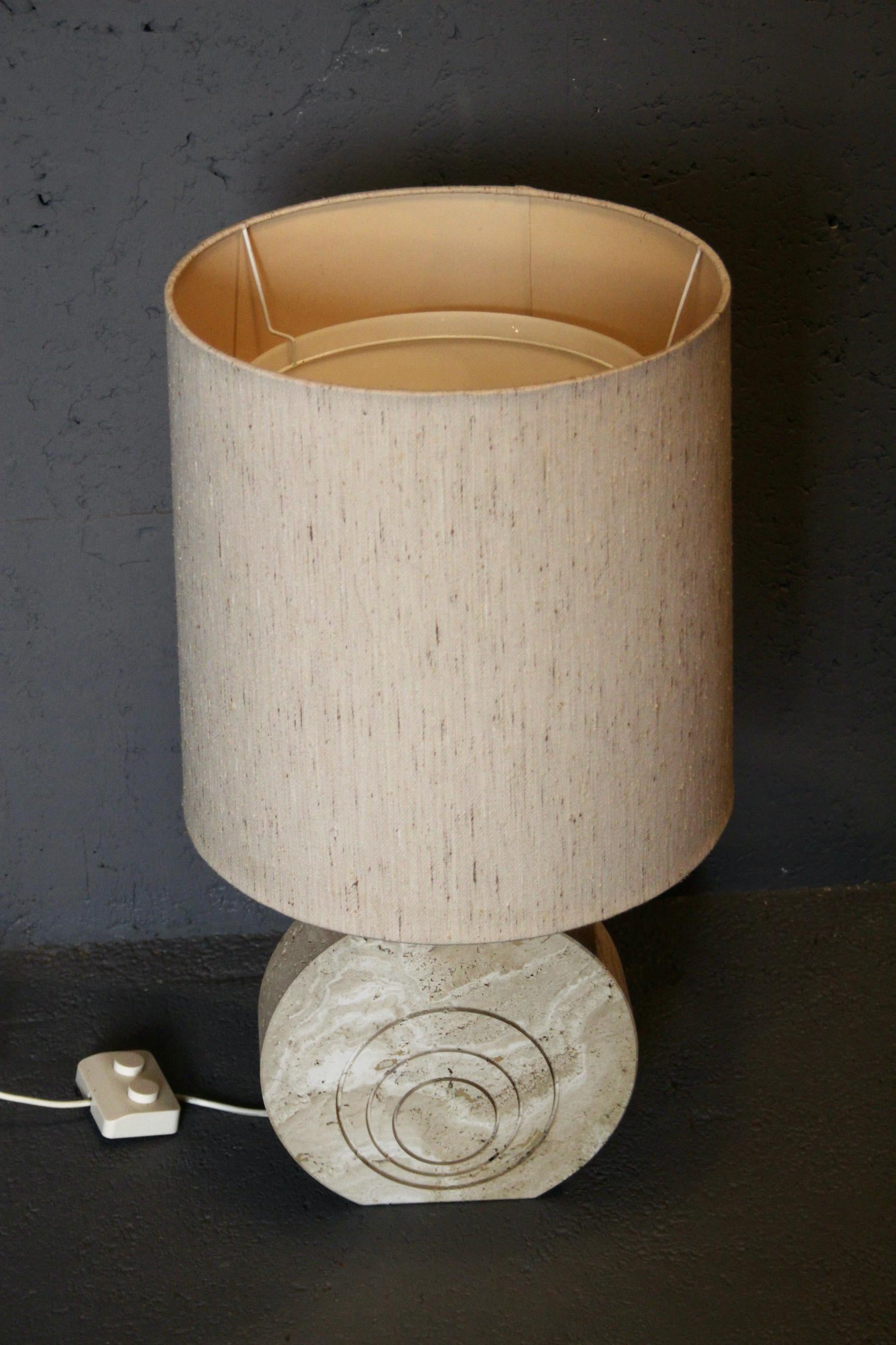 Lámparas circulares italianas de travertino y latón de los años 70, de Fratelli Manelli en Bueno estado para la venta en grand Lancy, CH