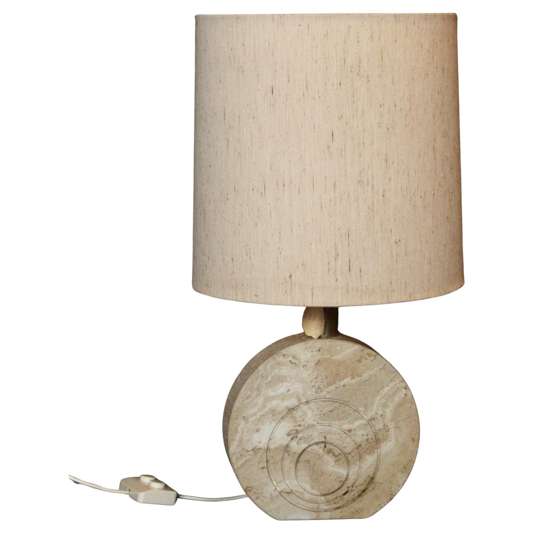 Lámparas circulares italianas de travertino y latón de los años 70, de Fratelli Manelli