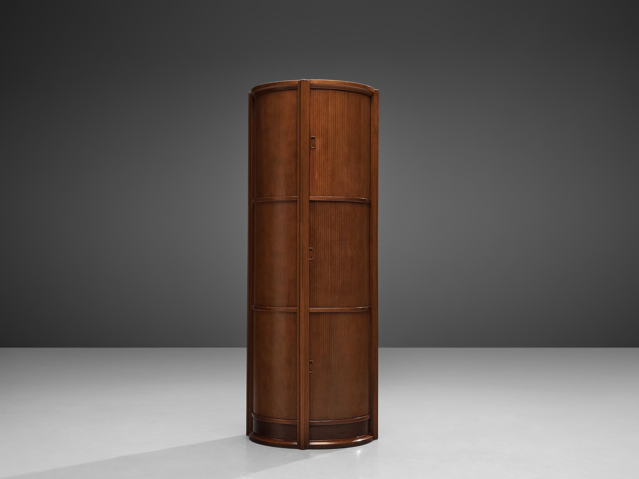 Circular Italian Cabinet with Sliding Doors in Walnut 3