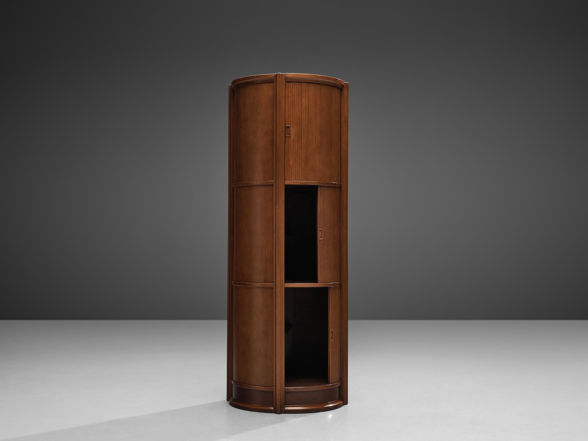 Circular Italian Cabinet with Sliding Doors in Walnut 5