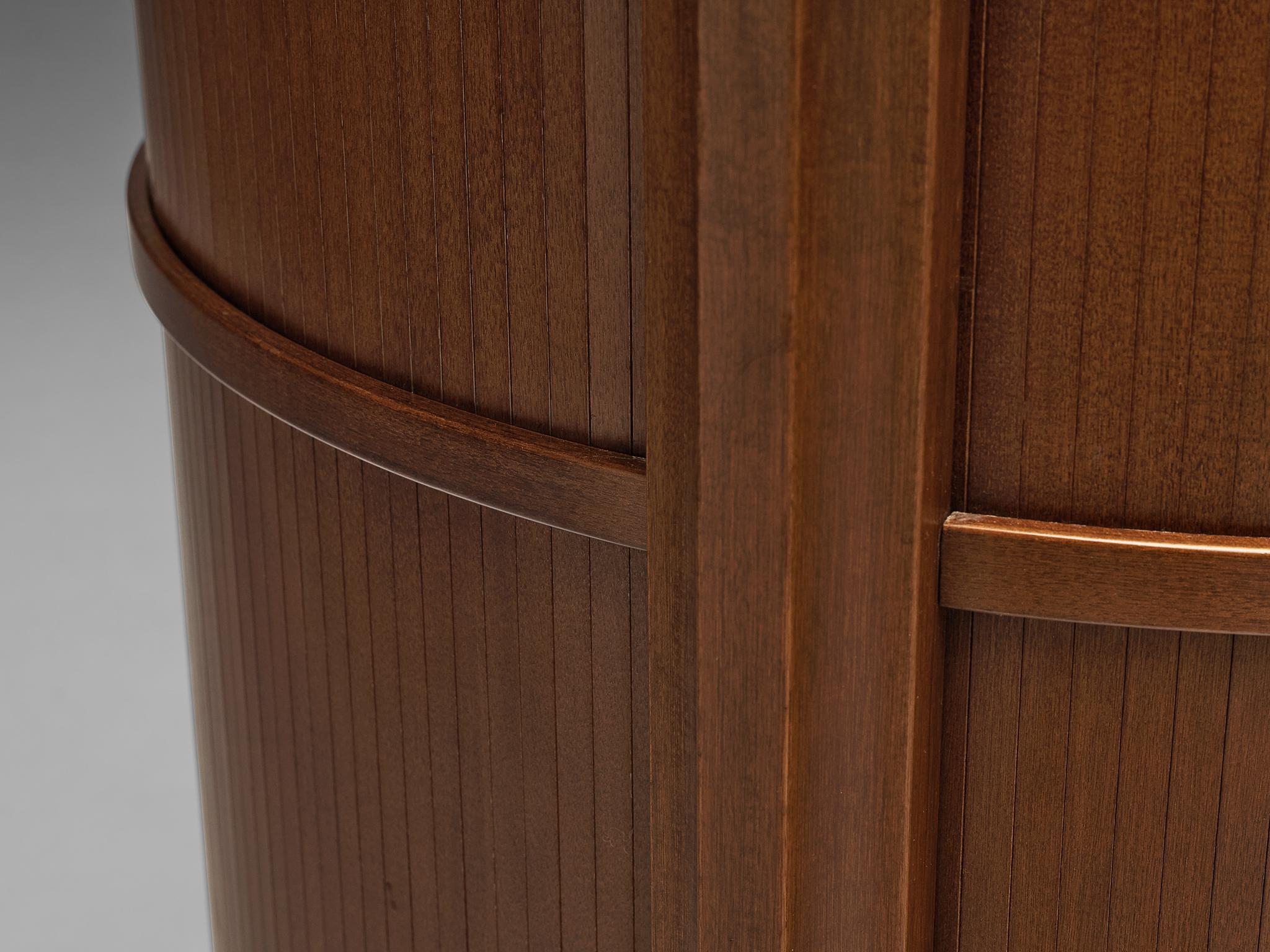 Circular Italian Cabinet with Sliding Doors in Walnut 2