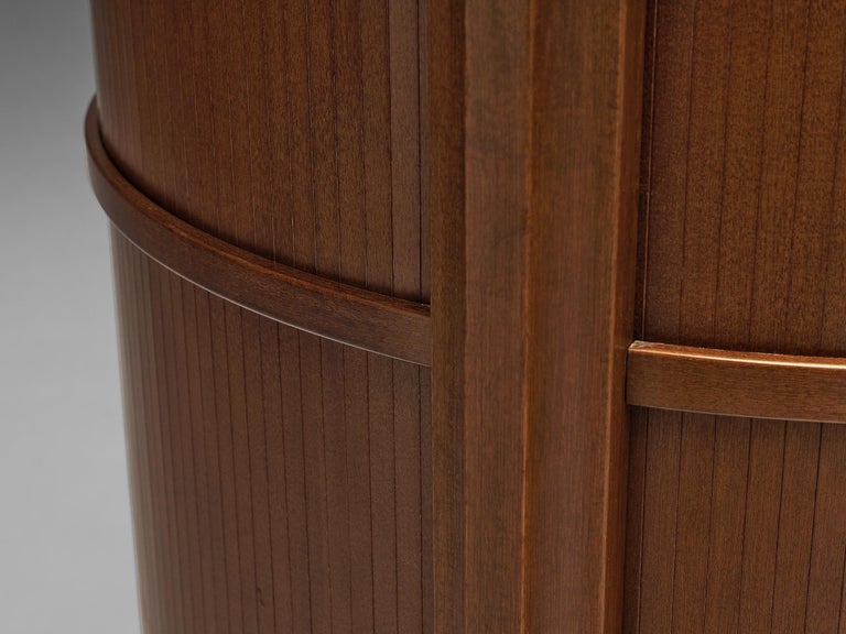 Circular Italian Cabinet with Sliding Doors in Walnut For Sale 3