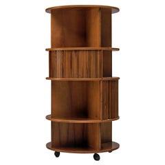 Italian Circular Cabinet with Sliding Doors in Walnut