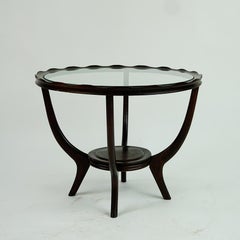 Circular Italian Mid-Century Glass Top Coffee Table Attr. to Carlo di Carli