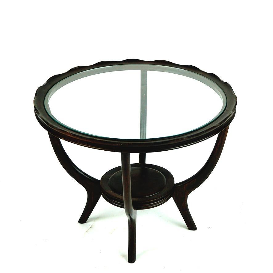 Mid-Century Modern Circular Italian Mid-Century Glass Top Coffee Table Attr. to Carlo di Carli For Sale