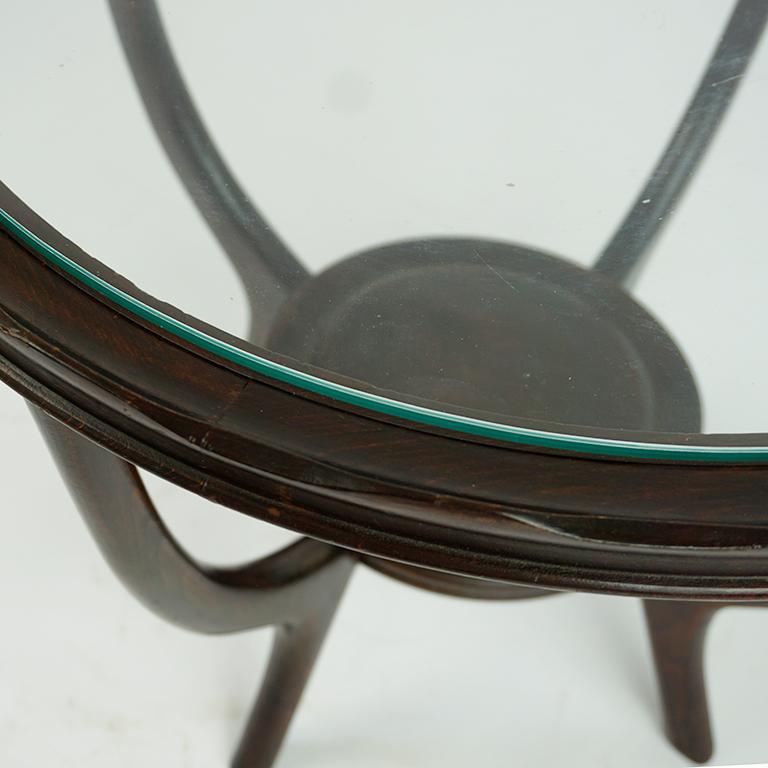 Mid-20th Century Circular Italian Mid-Century Glass Top Coffee Table Attr. to Carlo di Carli For Sale