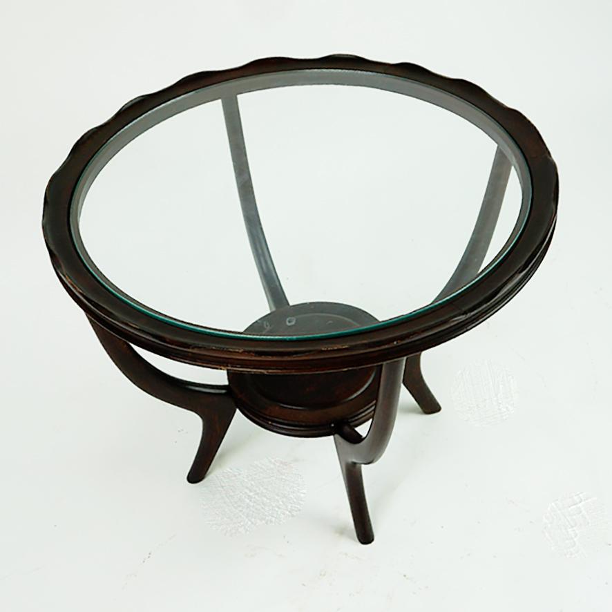 Circular Italian Mid-Century Glass Top Coffee Table Attr. to Carlo di Carli For Sale 1
