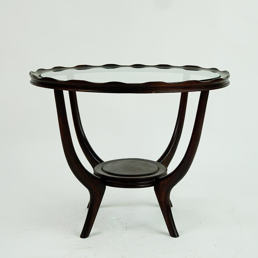 Circular Italian Mid-Century Glass Top Coffee Table Attr. to Carlo di Carli For Sale 3